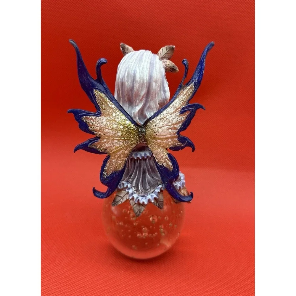 Vintage Fantasy Fairy  Figurine On Crystal Ball with Lantern 6
